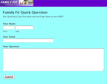 Impression of Family Fit Quick Question Form